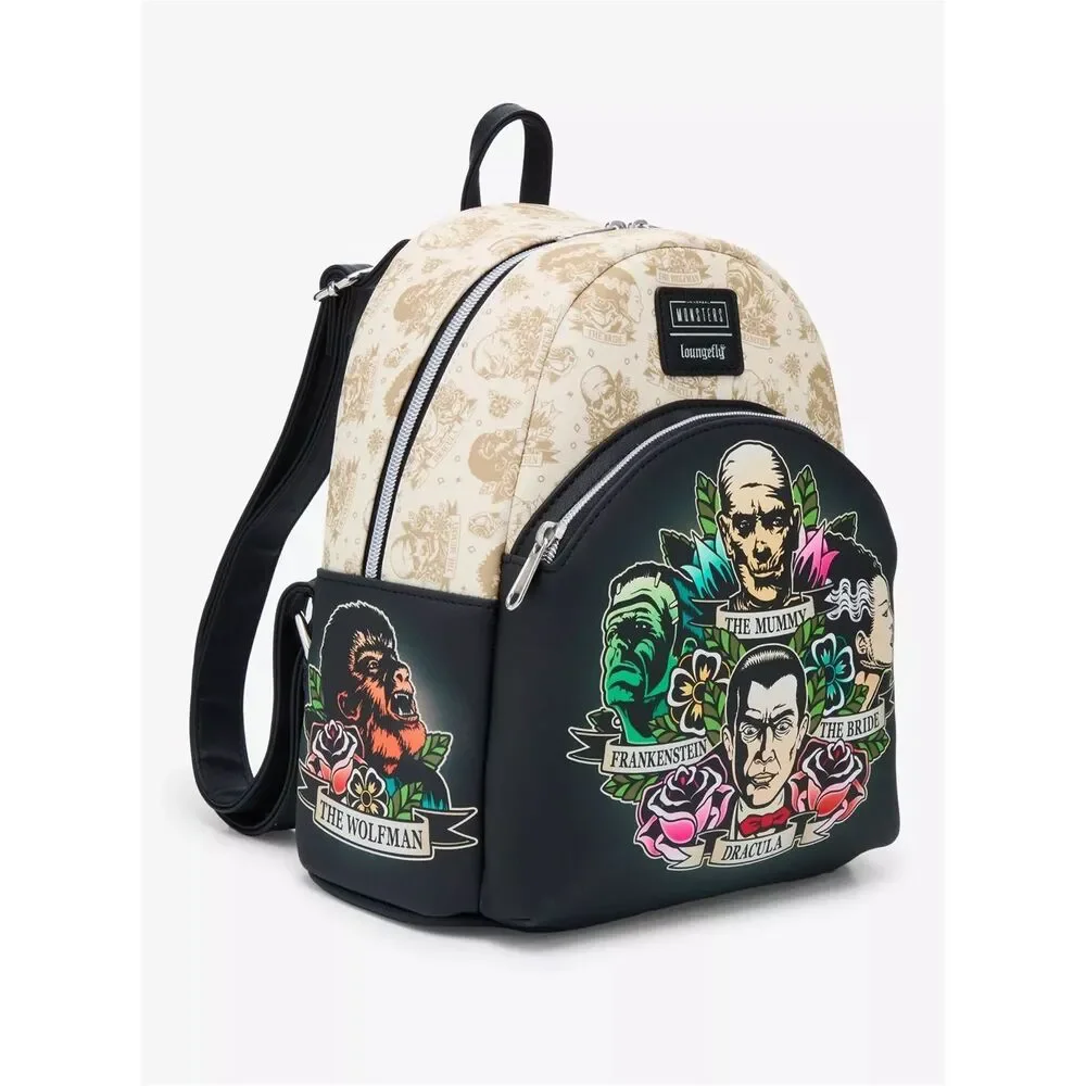 Loungefly Universal Monsters Character Tattoo Floral Mini Backpack